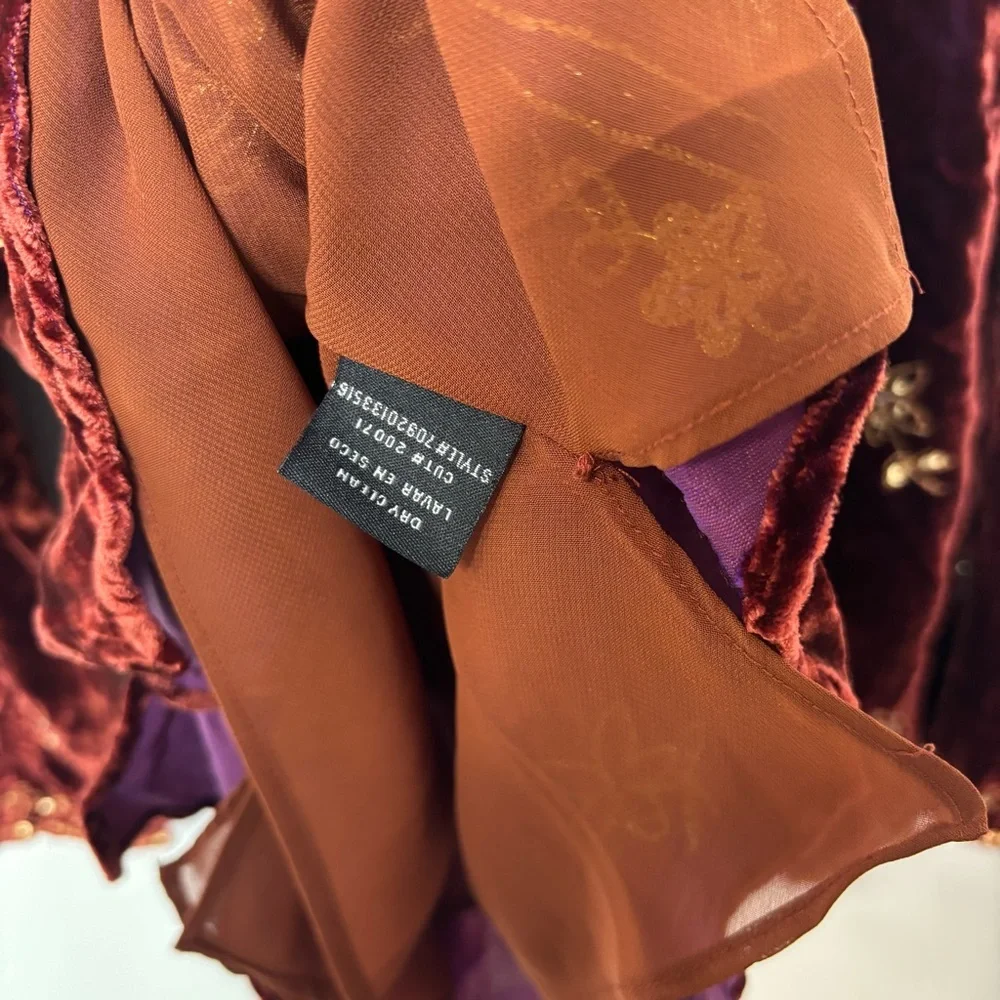 Eci New York Velvet Sequin Embellished Top Size 8 Wine Boho - Picture 9 of 13